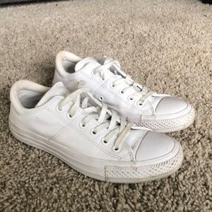All white leather converse